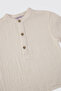 Baby Boy Short Sleeve Ecru Muslin Shirt - 3