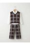 Girl's V-Neck Knitwear Sweater White Shirt Checkered Trousers 3-Piece Set - 6