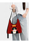Custom Printed Adjustable Strap Zippered Moon Shoulder Bag with Red Cat Pattern