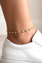 Zircon Stone Row Square Model Gold Color Anklet