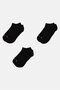 Kids Girl 3 Pairs Brand Logo Ankle Socks, Black - 3