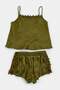 Oil Green Lace Detailed Satin Woven Pajama Set - 4