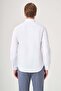 White Hard Collar Long Sleeve Pocketless Slim Fit Cotton Shirt 1004260213 - 5