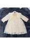 Girl's Tulle Dress with Embroidered Brooch - 100% Natural Cotton - Ecru - 2