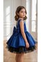 Special Design Sleeveless Puffy Bow Detailed Girl's Navy Blue Evening Dress - 3