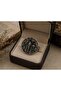 Mystical Night Garden Women's Ring – Antique Silver with Magic Broom, Star, and Embossed Floral Motifs - 3