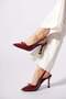 Gervense Women's Shoes with Bow Buckle and Toe Accessories, Burgundy Patent Leather - 3