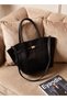Women's Suede Textured Lock Detailed Shoulder and Crossbody Bag with Large Internal Volume and Strap