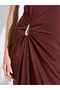 Brown Side-Waist Metal Embellishment Maxi Dress - 6