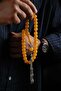 Şahin Ağa Series Metal Design Large Size Crimped Amber Prayer Beads - 2