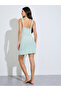 Mint Green Ribbed Lace Trim Slip Dress - 4