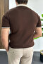 Men's Striped Detailed Polo Collar T-Shirt Brown Edw497 - 3