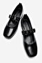 Felinia Women's Genuine Leather Shoes Black Short Heeled Square Toe - 4