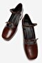 Ferfina Women's Genuine Leather Shoes Brown Thick Short Heeled Mary Jane - 4