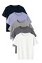 Men's 5-Pack Cotton Basic T-Shirt Navy Blue Gray Dark Gray White