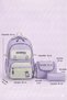 Licensed Twill Model Set of 3 Primary School Middle School Daily School Backpack Lunch Pencil Case 26102 Lilac - 2