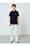 Boys Black Chest Print Knitted Regular Fit Polo T-Shirt - 2