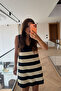 Sleeveless V-Neck Striped Dress - 3