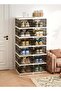 YAH Creation 6-Level YAH Foldable Storage Organizer - Shoe Organizer, Shoe Rack - Transparent Gray, Stackable & Movable, No Assembly Required, Durable Space-Saving Solution for Shoes, Clothes - 7