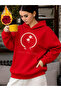 Unisex Floral Heart Printed Hooded Kangaroo Pocket Comfortable Fit Regular Cut Sweatshirt