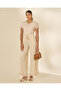 Women Beige Plain Ladder Lace Detail Polo - 2