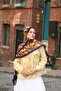 Noir Velora Patterned Shawl - Dark Blue Yellow - 4