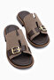 Gretha Mink Suede Buckle Women's Slippers - 4
