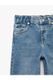 Star Detailed Cotton Pocket Loose Fit Denim Trousers - 6