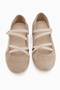 Mary Genuine Leather Beige Suede Cross Elastic Band Women's Ballerinas - 4
