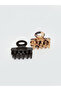 Mixed leopard print women's snap hair clip set - 2 piece - 3