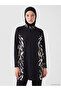 Lcw Dream Black High Neck Patterned Women's Hijab Swimsuit - 2