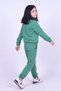 Girl's High Collar Zippered Waist Tie Elastic Leg Sweatpants Set - 4