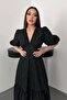 Women's Ecru Ruched Detailed Lace Brode Dress - 3
