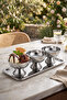 Luce 3-Piece Stainless Steel Footed Bowl Luxury Tray Presentation Set Breakfast Bowl Jam Bowl Snack Bowl Ice Cream Bowl