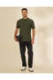 Men Green Plain Standup Collar Jumbo Pique Polo - 2