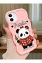 iPhone 11 Compatible Case Camera Protector Pink Silicone Couple Phone Case Panda Pattern