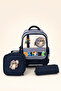 Ccs Kids Primary School School Bag Set of 3 Lunch Box Pencil Case Orthopedic Large Volume Navy Blue Gray