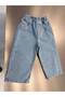 Girl's Pink Bow Embroidered Light Blue Balloon Jean Trousers - 4