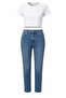 Straight Lycra Cut-Cut Leg Fit Women's Light Indigo Denim Jean with Zipper - 7