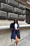 Navy Blue London Wide Collar Belted Short Trench Coat Tns-3314 - 3