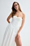 Jolene Brode Poplin Strapless Midi Dress White - 3