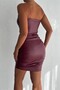 Strappy Side Gathered Lame Leather Women's Dress - 5