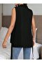 Women's Sleeveless Collared Front Buttoned Waist Belted Atlas Jacket - 3
