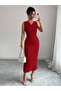Women's sleeveless crossover neck midi janjan crepe dress - 5