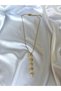 Women's Gold Color Stone Heart Steel Y Necklace - 2