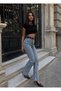 Premium Lycra-Free High Waist Relaxed Fit Wide Leg Denim Jeans Trousers - 5