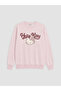 Xside Pink Printed Oversize Women's Thick Sweatshirt - 5
