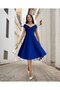 Women's short sleeve double breasted lapel skirt flounced crepe dress - 7