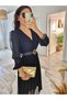 Women's chiffon fabric lined flared cut double breasted collar midi length dress - 3