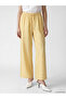 Yellow Elastic Waist Linen Blend Women's Trousers - 2